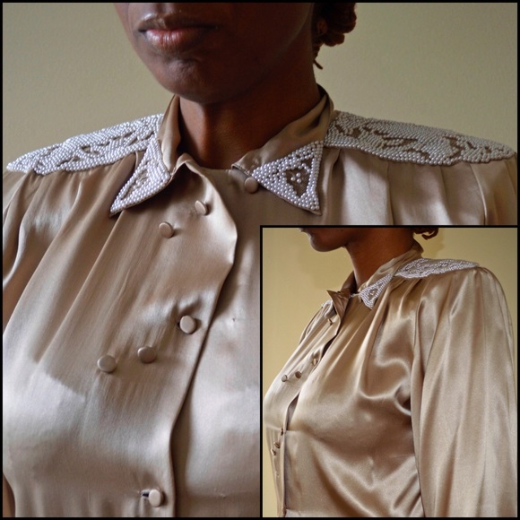 Silk Champagne Colored Blouse - Picture 2 of 4